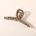 Pinza per capelli grande con stampa leopardata marrone e molla dorata per lo styling - Confezione sfusa / Twist Cross Shape