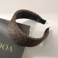 Diadema ancha con estampado de leopardo clásico y tejido de lana para estilo retro - Leopardo Amarillo