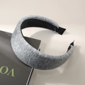 Diadema gruesa de lana tejida gris con forro antideslizante para peinado alto - Gris claro