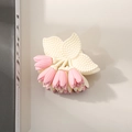Matte rosa Tulpen-Haarklammer mit cremefarbenen Blättern für elegante Frisuren - Großpackung (ohne Verpackung) / Rosa