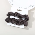 Two-pack dark brown satin scrunchies displayed on card for ponytail styling - Dark Coffee