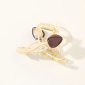 Elegante pinza per capelli a tulipano giallo con bocciolo 3D e foglie beige - Confezione Singola (Sacchetto OPP) / Rosso Vino Opaco (Stile A)