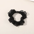 Elastico per capelli nero in raso con bordi arricciati e fibbia ovale nera decorativa - Nero Puro di Base