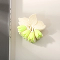 Matte jasmine flower hair claw clip in soft yellow and green resin for elegant updos - Green