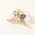 Cross hair claw clip with brown tulip design and golden metal spring in acrylic - Matte Light Coffee - Style A
