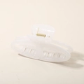 Eleganter weißer, halbtransparenter ovaler Haarklammer mit minimalistischem Goldfeder Design - Großpackung (ohne Verpackung) / Groß / Glänzend Weiß