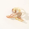 Elegant amber tulip hair claw clip with frosted 3D floral design and gold metal spring - Matte Camel - Style B