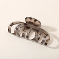 Glossy amber tortoise shell hair claw clip for thick hair in minimalist pumpkin style - Glossy White Leopard
