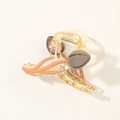 Elegant amber tulip cross hair claw clip with brown flowers and golden spring - Matte Light Coffee - Style B