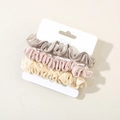 Three-piece set of high-elastic silk scrunchies in champagne, pink, and gold colors - Warm Mixed Colors