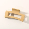 Grande molletta per capelli quadrata cava beige opaco per capelli folti clip squalo - Confezione sfusa / Rettangolare Cachi (8.5cm)