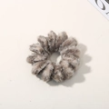 Élastique à cheveux cordon téléphone léopard en peluche gris et marron café hiver - Marron Peluche