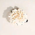 Fermaglio per capelli floreale crema con motivo a pois neri per donne chic - Sfuso (senza imballaggio) / Bianco Sporco a Pois