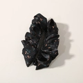 Floral black chiffon bow banana hair clip with retro sweet floral pattern for women - Bulk Packaging / Black Floral