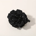 Elegante molletta per capelli a fiore 3D in tessuto nero a pois per acconciature chic - Sfuso (senza imballaggio) / Polka Dot Nero