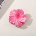 Pink hibiscus flower hair claw clip with iridescent finish for summer hairstyles - No Packaging / Rose Red