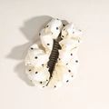 Polka dot bow banana clip in cream satin fabric for a retro sweet hairstyle look - Bulk Packaging / Beige Polka Dot