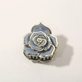 Pinza para el pelo con forma de rosa en esmalte gris azulado con borde dorado y metal - Azul Gris-6cm