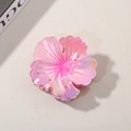 Chic pink hibiscus flower hair claw clip with a pearlescent iridescent finish - No Packaging / Deep Pink