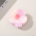 Pink gradient hibiscus flower hair claw clip with pearlescent resin finish and petal texture - No Packaging / Light Pink