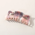 Minimalist large shark hair claw with pink and purple ink marbling on a beige surface - Bulk (No Packaging) / Red (12CM)