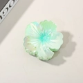 Pince à cheveux fleur d'hibiscus vert pastel avec fini nacré et prise sûre - Vert Émeraude