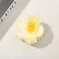 Pince à cheveux fleur d'hibiscus jaune irisé en résine pour coiffures d'été élégantes - Jaune Citron