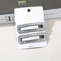 Set of two silver rectangular hair clips with sparkling rhinestones on display card - Silver Rectangular Square Rhinestone