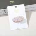 Pink glitter oval hair clip with sparkling rhinestones on a white card display - Pink Oval - Color Rhinestone