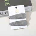 Sparkling waterdrop BB hair clip set with white rhinestones on display card - Silver Waterdrop Set Pave Rhinestone