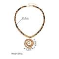 Detailed size specifications for leopard print pendant necklace with 47+5cm chain length - Spiral Scroll Style (S-N2285-quan)