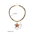 Detail showing leopard print star pendant dimensions 5.3cm and weight 21.6g on a white background - Five-Pointed Star Style (S-N2285-wjx)