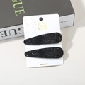 Pair of elegant black rhinestone water drop hair clips on white handmade display card - Teardrop / Two-Piece Set / Black Full Rhinestone Style