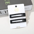 Sparkling black rhinestone drop hair clip set with elegant rectangular metal base for women - Silver Rectangular Small Rhinestone