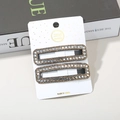 Set de pinzas para el cabello rectangulares con brillantes pedrería de cristal - Estilo Rectangular con Strass Cuadrado / Champán