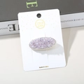 Handmade oval purple crystal hair clip with shimmering rhinestones on white card - Purple Oval - Color Rhinestone