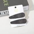Sparkling dark gray rhinestone water drop snap hair clips set on white card - Teardrop / Two-Piece Set / Gun Black Full Rhinestone
