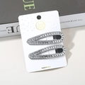 Elegante set de pinzas para el cabello plateadas con clips de gota y brillantes de cristal - Estilo Gota de Agua con Strass Cuadrado / Plateado