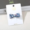 Sparkling blue rhinestone bow hair clip set with holographic crystals and gold accents - Blue Bow Mixed Rhinestone