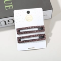 Sparkly rhinestone rectangle hair clip set in purple brown crystals on black base - Hot Pink Rectangle