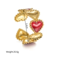 Dettaglio del bracciale a cuore cavo in smalto rosso con misure tecniche di taglia - Smalto a Cuore (S1242-D)