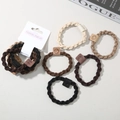 Lot de chouchous élastiques tissés multicolores aux tons terre avec détails en cuir - Style I / Combo Tons Terre