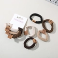 Lot de 5 chouchous élastiques aux tons terre avec patchs en cuir d'ours marron - Style J / Combo Tons Terre
