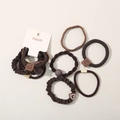 Elegant earth-tone elastic hair ties set featuring brown ribbed and twisted styles - Dark Coffee 5-Piece Set