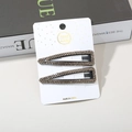 Sparkling water-drop BB hair clips set with light brown rhinestones on black base - Champagne Right-angle Teardrop Small Diamond