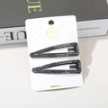 Set of two black teardrop BB hair clips featuring dark grey rhinestones on a stylish display - Black Right-angle Teardrop Small Diamond