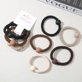 5-piece set of woven hair ties with matte resin beads in earthy neutral colors - Style E / Earth Tone Combo