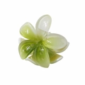 Pinza per capelli a forma di fiore con sfumatura verde e bianca semi-trasparente - Glossy Gradient Flower (T-2369) / Verde Lucido