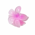 Pink gradient plumeria flower hair claw clip with semi-transparent resin finish - Glossy Pink