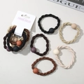 Elegant earth-tone braided hair ties set with matte beads on a display card - Style F / Earth Tone Combo